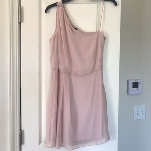 New!  Blush One shoulder chiffon cocktail dress